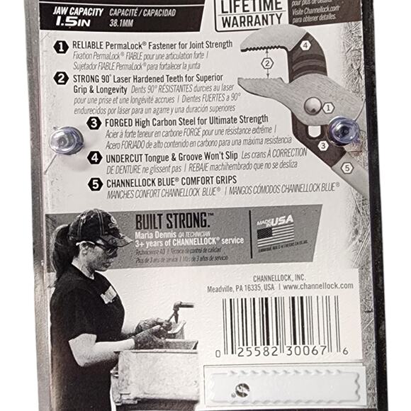 NIP Channel Lock Tongue and Groove Straight Jaw Pliers 9.5" #420 Made in USA NEW - Picture 5 of 5